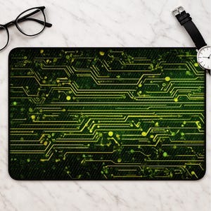 Neon Circuit Board Desk Mat - Extended Gaming Mouse Pad Modern Tech Setup Large Keyboard Mat Gift for Gamers and Programmers Alike