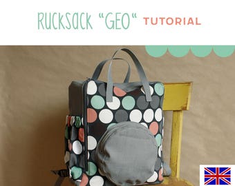 sewing pattern backpack GEO, PDF tutorial DIY, rucksack, instructions, sewing tutorial