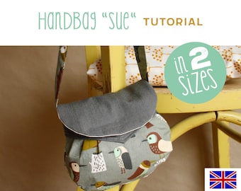 tutorial handbag SUE, DIY, sewing pattern, instructions, cross strap purse, shoulder bag, satchel, gripsack