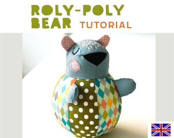 roly-poly bear plushie tutorial, soft toy, cuddly toy, sewing intructions, DIY, baby shower gift, sewing pattern