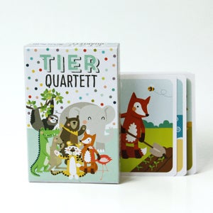 Quartetto di animali con 32 carte, gioco di carte, gioco, giocare con i bambini, immagini di animali, animali didattici e stagioni