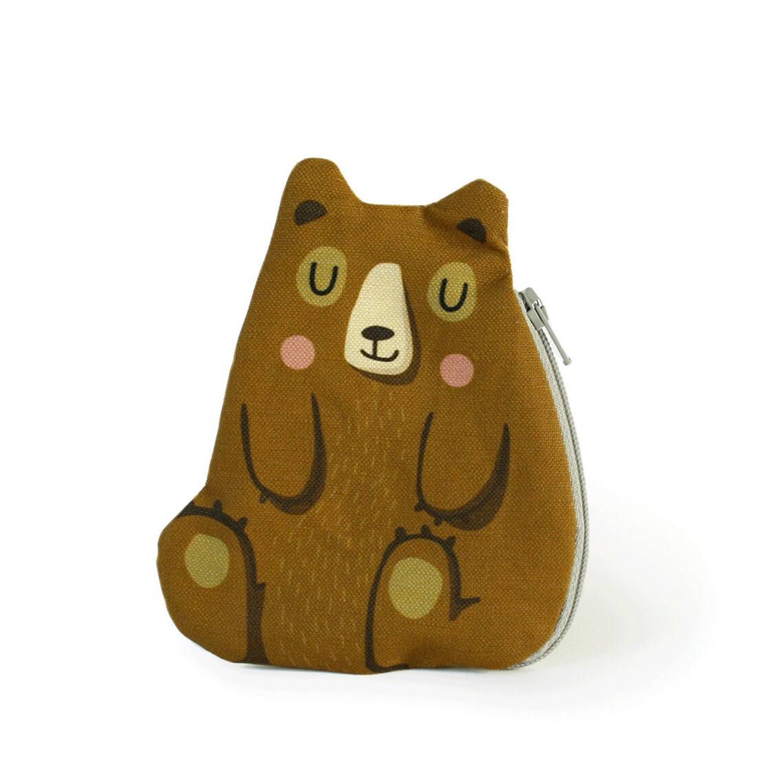 Bear Coin Purse Teddy Cotton Brown Etsy