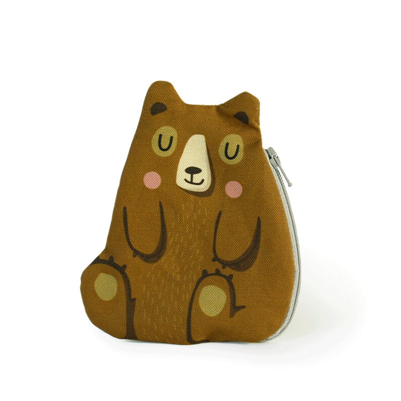 Bear Coin Purse Teddy Cotton Brown Etsy