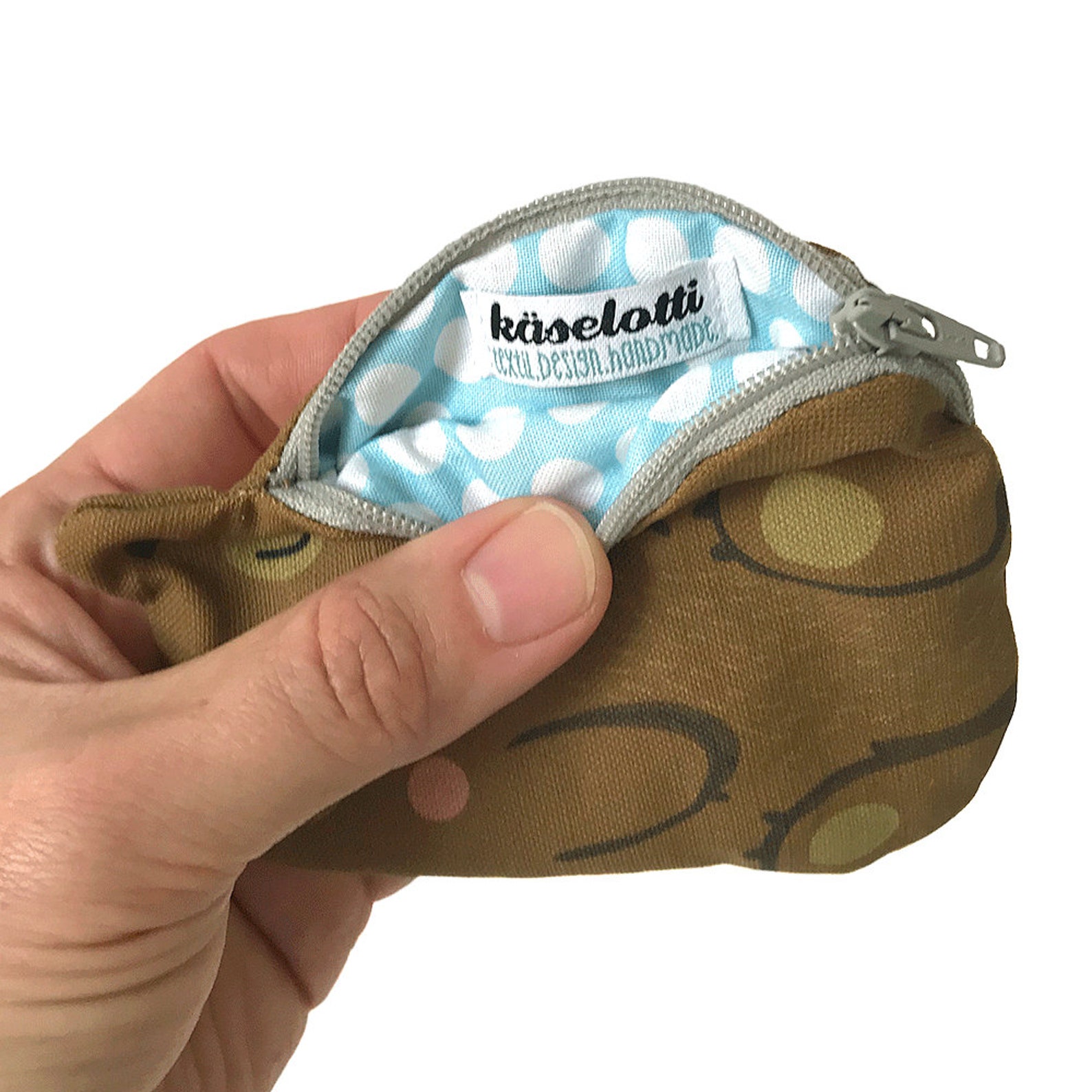 Bear Coin Purse Teddy Cotton Brown Etsy