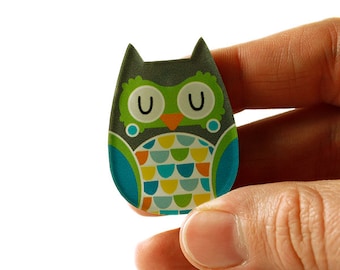 Owl Brooch, Owl Pin, Badge, Acrylic Brooch, Acrylic Glass