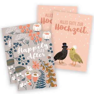 2 x 2 tarjetas plegables de boda en un set, Happily Ever After, tarjetas de boda, felicitaciones por la boda, regalo de boda