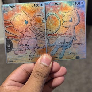 Connecting Mew Valentine set! Custom art!Perfect for couples or Master collection/Binder!