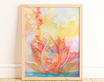 Aquarell Lotus Wandkunst Malerei