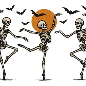 Dancing Skeletons Png,Halloween Png, Halloween Sublimation Designs, Spooky Season Png, Skull Svg, Skeleton Png, Spooky Season Shirt Design