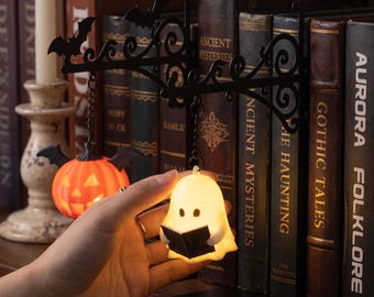 Halloween boekenplanklantaarn, boekensteun in de vorm van een spook, hangende boekenlantaarn, cadeau voor boekenliefhebbers, Halloween decoratie