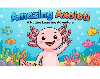 Amazing Axolotl Printable Mini Book for Kids Ages 5-8 | 1920x1080 Educational Animal Learning PDF | Homeschool Classroom Activity