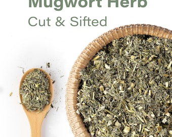 Mugwort Herb Tea – Dried Cut & Sifted Leaves, Stems – Natural Artemisia Vulgaris – Loose Herbal – Bulk Mugwort for Infusions Blends