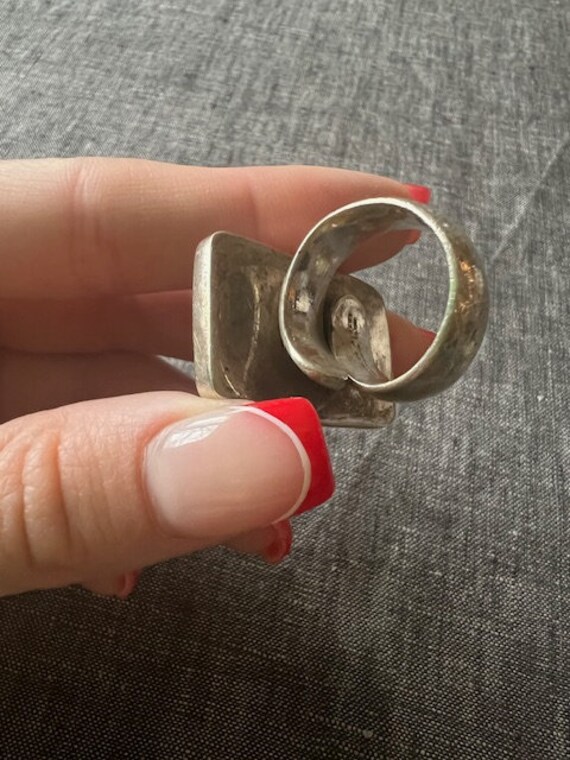 Jasper and sterling silver statement ring size 6.5 - image 5