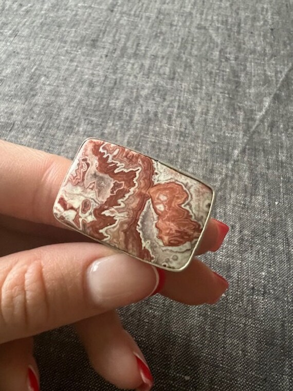 Jasper and sterling silver statement ring size 6.5 - image 1