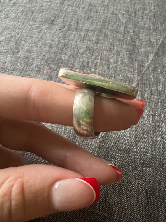 Jasper and sterling silver statement ring size 6.5 - image 3