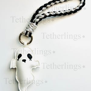 SHIPS QUICK From The US! Ghost Vegan Leather bag Charm, Handmade Bag Charm, Leather Handbag Purse Key Chain, Halloween Punk Rock Ghost