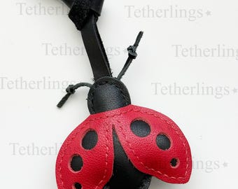 Ladybug Genuine Leather Charm, Handmade Bag Purse Backpack Key Chain
