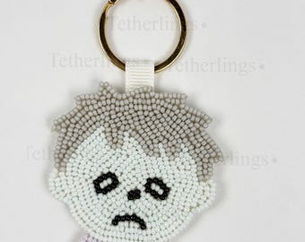 Zombie Halloween Clip Beaded Bag Charm: Handmade Key chain