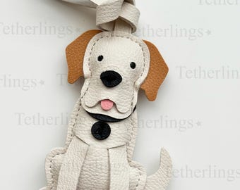 Hand-Stitched Vegan Leather Labrador Dog Charm, Bag Purse Keychain Accessory