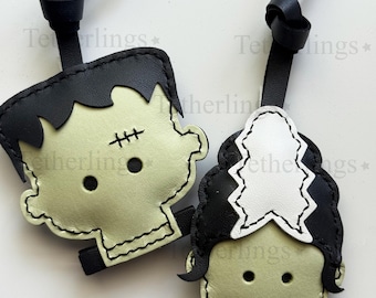 Frankling Bride Leather Bag Charm | Handmade Gothic Monster Keychain Accessory