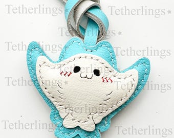 Hand-Stitched Stingray Leather Charm, Ocean Beach Bag Accessory