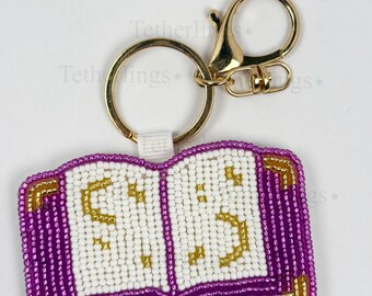 Spell Book Spellbook Halloween Clip Beaded Bag Charm: Handmade Key chain