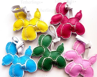 Exclusive Colors! Balloon Dogs Genuine Leather Charm, Handmade Bag Purse Backpack Key Chain