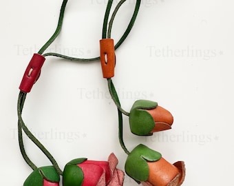 Rose Flower Genuine Leather Charm, Handmade Bag Charm, Handbag Purse Key Chain