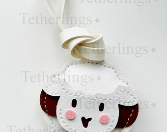 Handmade Vegan Leather Sheep Bag Charm, Farm Animal Keychain