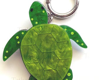 Acrylic Sea Turtle Pendant Brooch and Keychain