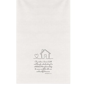 Pano de prato com Provérbios 24:3: "Uma casa é construída", Pano de cozinha com versículo bíblico, Presente de boas-vindas