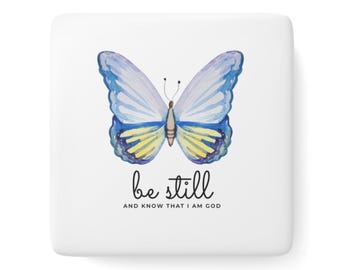 Psalm 46:10 Magnet - Be Still And Know Magnet - Butterfly Scripture Gift - Christian Home Decor, Bible Verse Magnet, Encouragement Gift