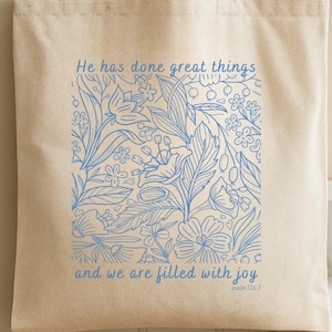 Psalm 126: 3 Er hat große Dinge getan Tragetasche, Schrift-Tasche, Bibel-Vers-Zubehör, Canvas-Einkaufstasche