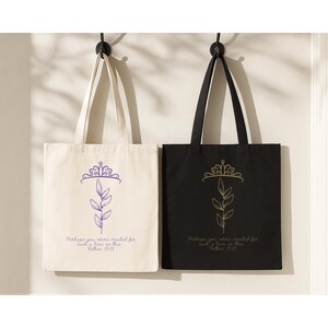 For Such a Time as This Canvas Tote Bag, Esther 4:14 Scripture Purse, Encouragement Gift for Women, Bible Verse School Bag
