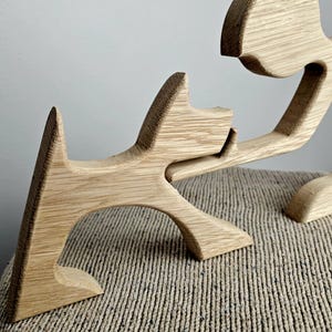 Handmade Man and Dog Wood Sculpture: Dog Lover Gift