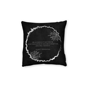 Frankenstein Quotes Inspiration Square Pillow Collection, Halloween Cozy Home Decor, Spider Web Accent Pillow