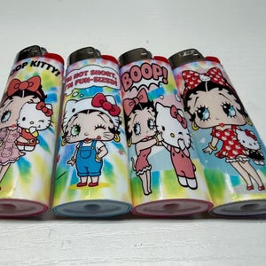 Full Size Betty Boop Bic Lighters with Hello Kitty! - Brand New & Unique Gifts! set all 4 lighters