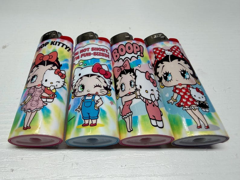 Full Size Betty Boop Bic Lighters with Hello Kitty! - Brand New & Unique Gifts! set all 4 lighters