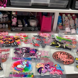 Uv dtf decals. Lots of designs available!