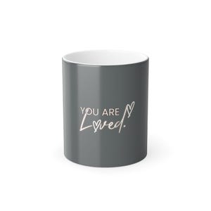 Farblegende Tasse, 11 Unzen - Mit Liebe. Wärmeempfindliche Kaffeetasse, Farbwechsel Teetasse, romantisches Geschenk, hitzebeständige Keramiktasse, Magie