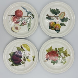 Portmeirion Pomona 7,5 ”Dessertteller - 4er Set Pfirsich, Birne, Pflaume, rote Johannisbeere
