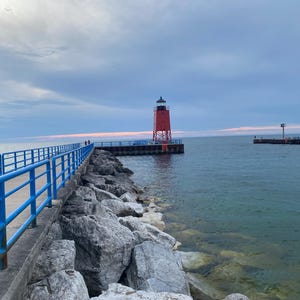 Lake Michigan Lighthouse, Red Lighthouse, Digital Download
