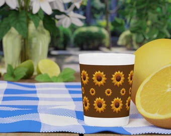 Sunflower Shot Glasses - Set of 2 - Fall Floral Home Bar Decor