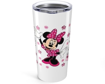 Disney Minnie Mouse-beker | Geïsoleerde drinkbeker van 20 oz | Roze reismok, verjaardagscadeau