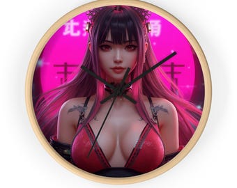 Anime Girl Wall Clock: Vibrant Character Art, Modern Decor