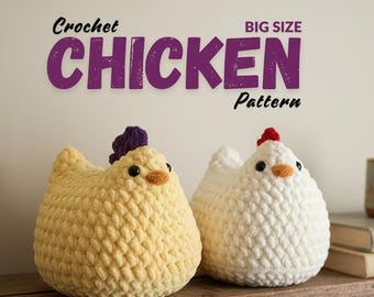Häkelanleitung Huhn PDF, Amigurumi-Hühneranleitung, klobiges Plüschküken, anfängerfreundliche Häkelanleitung Amigurumi-Bauernhoftier