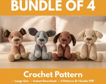 4in1 häkeln Hund Amigurumi Muster | Labrador Hund, Jagdhund, Rinderhund, Daisy Dog Muster