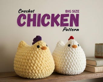 Chunky Huhn Häkelanleitung PDF | Amigurumi Huhn Muster | Bernat Deckengarn Plüsch | Einfach Bauernhof Tier häkeln | Sofort Download