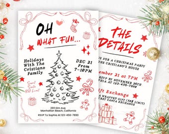 Skurrile Einladungskarte zur Weihnachtsfeier | Handgezeichnete Weihnachtseinladung (Digitaler Download)