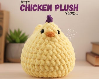 Patroon gehaakte kip pdf, amigurumi-patroon kip, dikke pluche kip, haakpatroon voor beginners
